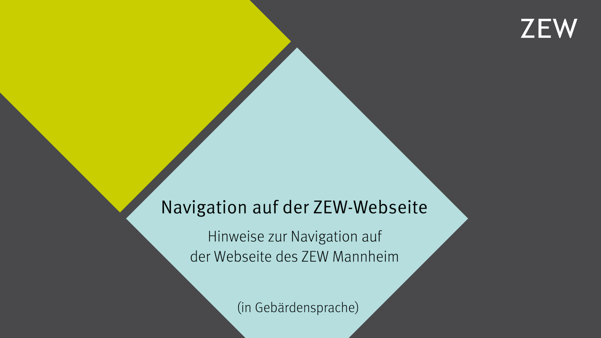 Ein Video, das in Gebärdensprache die Inhalte und Navigation auf der ZEW-Webseite erklärt